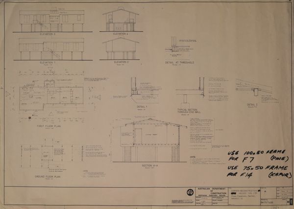 Collection of architectural drawings of domestic residences built during the reconstruction of Darwin after Cyclone Tracy, Northern Territory, ca. 1975