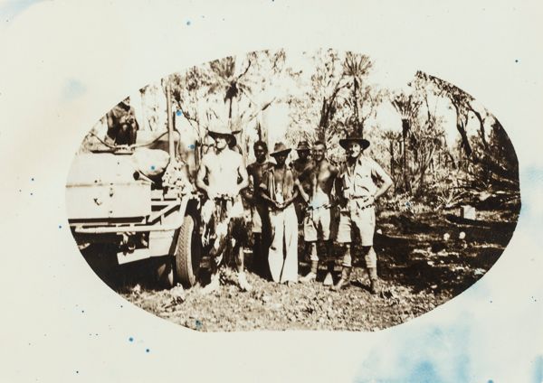 Group of soldiers and Aboriginal people