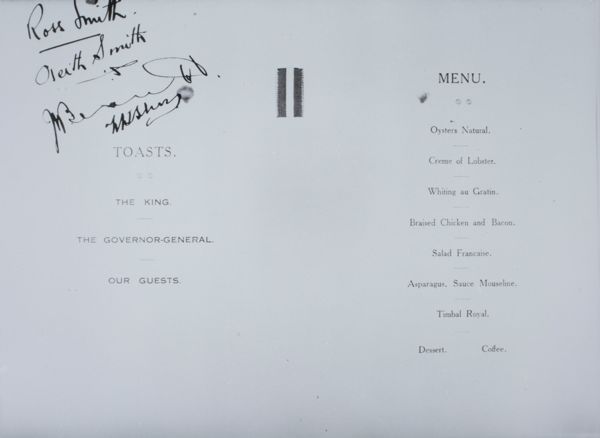 Photograph of autographed menu
